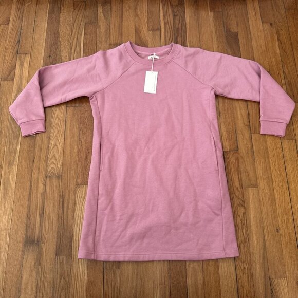 Pact Sweaters - Pact Cotton Long Sleeve Sweater Dress Lily Desert Rose Pink size L